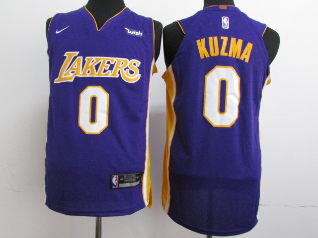 Men Los Angeles Lakers 0 Kuzma Purple Game Nike NBA Jerseys